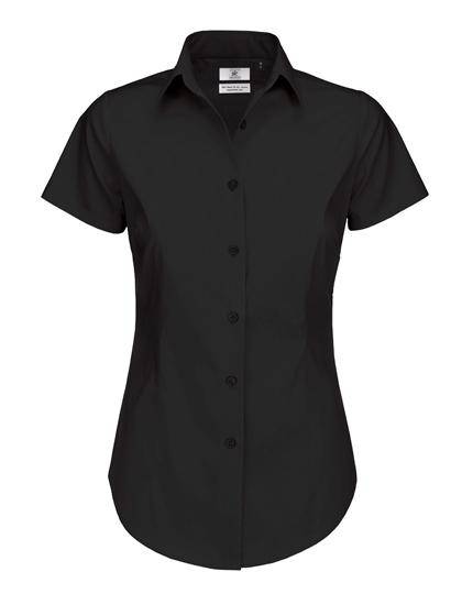 Epic Label Chemises B&C Swp24 Poplin Shirt Black Tie Short Sleeve / Pour Femme