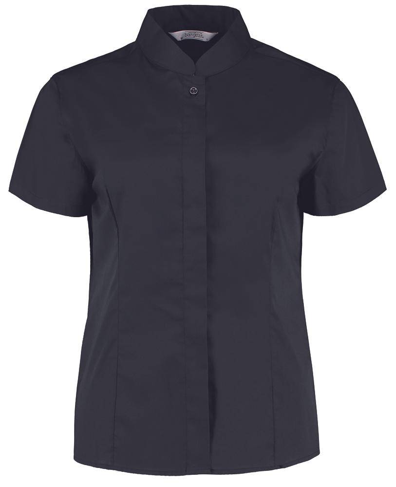 Epic Label Chemises Bargear Kk736 Pour Femmes Tailored Fit Bar Shirt Mandarin Collar Short Sleeve