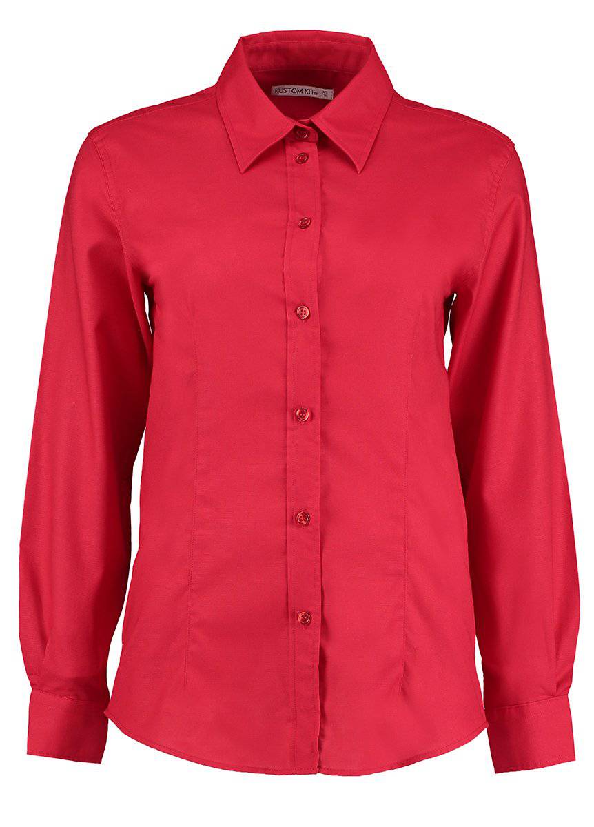 Epic Label Chemises Kustom Kit Kk361 Pour Femmes Tailored Fit Workwear Oxford Shirt Long Sleeve