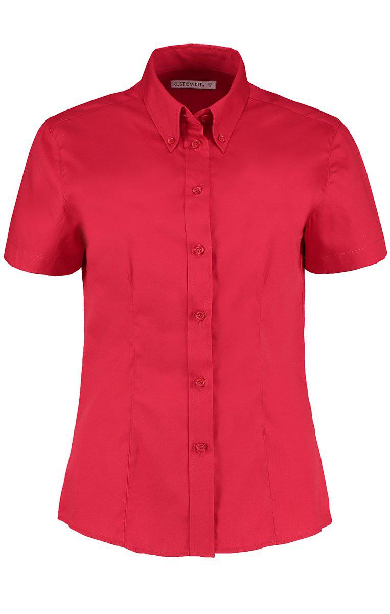Epic Label Chemises Kustom Kit Kk701 Pour Femmes Tailored Fit Corporate Oxford Shirt Short Sleeve