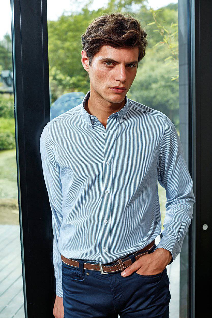 Epic Label Chemises Premier Workwear Pr238 Pour Hommes Cotton Rich Oxford Stripes Shirt