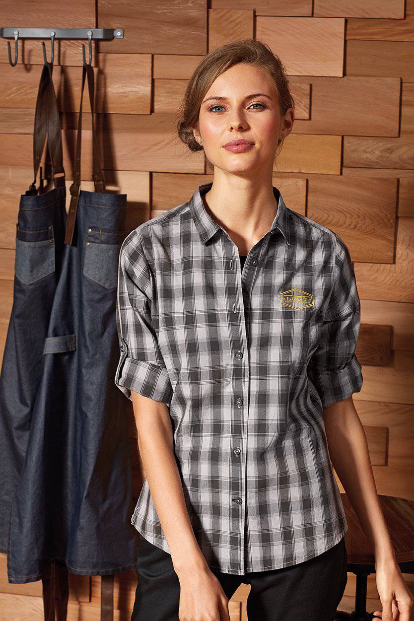 Epic Label Chemises Premier Workwear Pr350 Ladies` Mulligan Check Cotton Long Sleeve Shirt