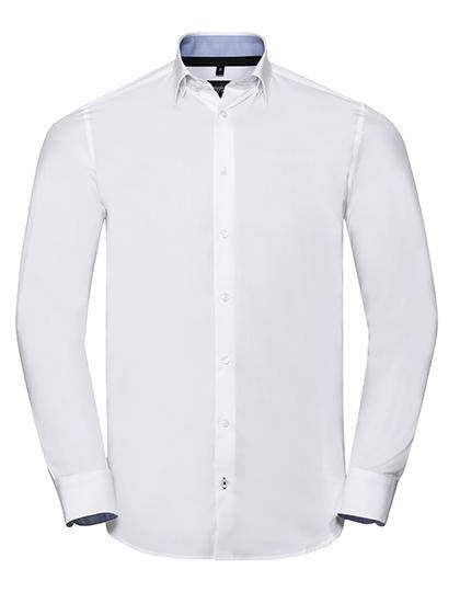 Epic Label Chemises Russell Collection R-966M-0 Long Sleeve Tailored Contrast Ultimate Stretch Shirt Pour Homme