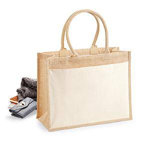 Epic Label Sacs Westford Mill WM427 Sac De Courses En Jute Avec Poche En Coton 42x33x19cm