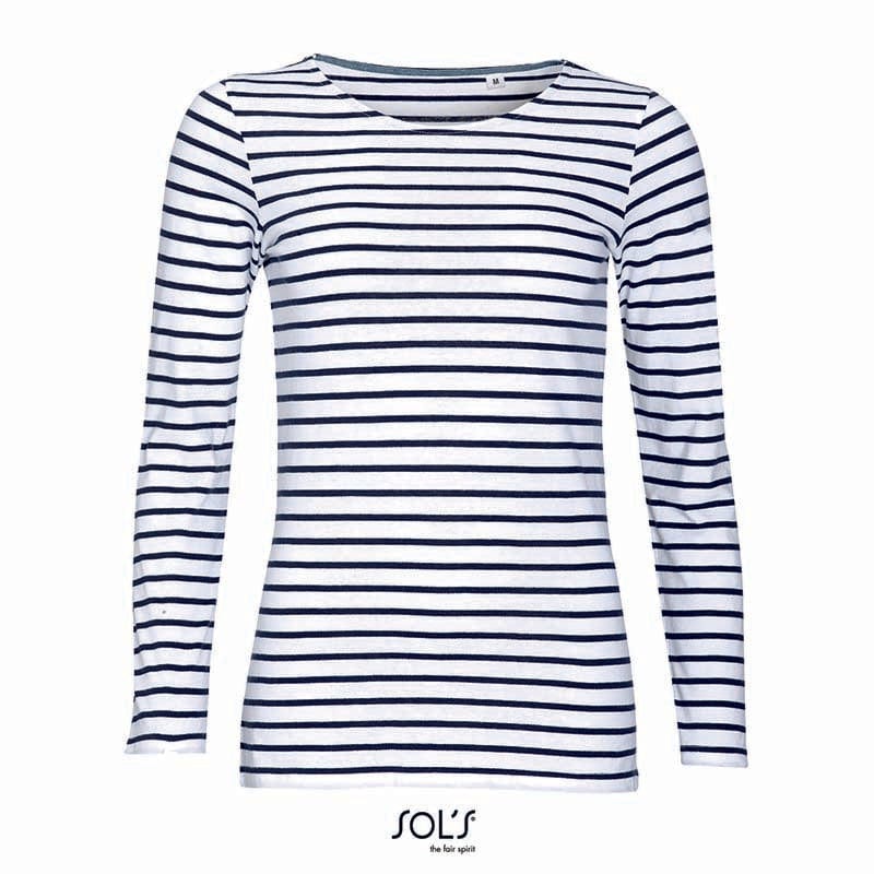 Epic Label T-shirts Sol´S L01403 T-Shirt Rayé À Manches Longues Pour Femme Marine