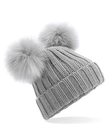 Epic Label Bonnets Beechfield B414 Bonnet Double Pop Pom En Fausse Fourrure Synthétique