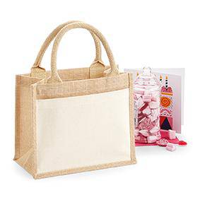 Epic Label Sacs Westford Mill WM425 Sac Cadeau En Jute Avec Poche En Coton 26x22x14cm