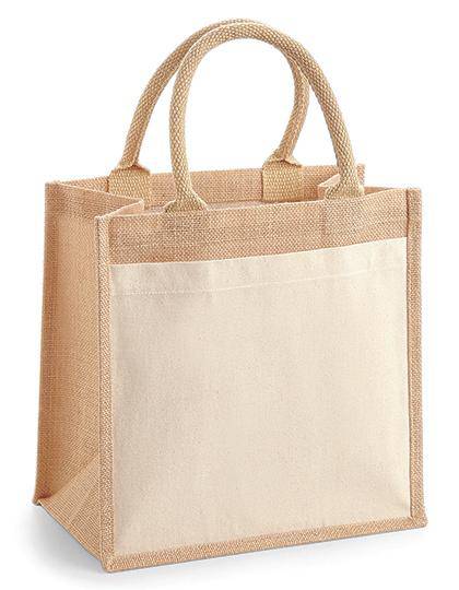 Epic Label Sacs Westford Mill WM426 Petit Sac Fourre-Tout En Jute Avec Poche En Coton 30x30x19cm