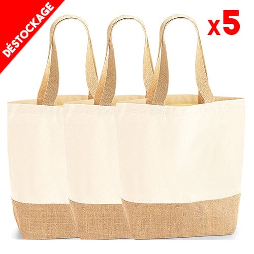 Epic Label Sacs Westford Mill WM450 Lot de 5 Sacs Shopping en Toile de Coton Durable