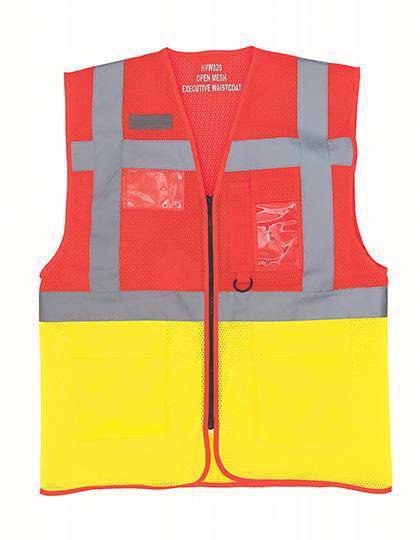 Epic Label Vestes & Bodywarmer Yoko Hvw820 Hi Vis Top Cool Recycled Open Mesh Executive Waistcoat