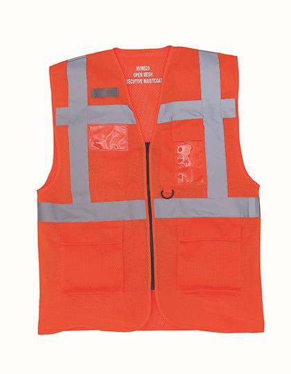 Epic Label Vestes & Bodywarmer Yoko Hvw820 Hi Vis Top Cool Recycled Open Mesh Executive Waistcoat