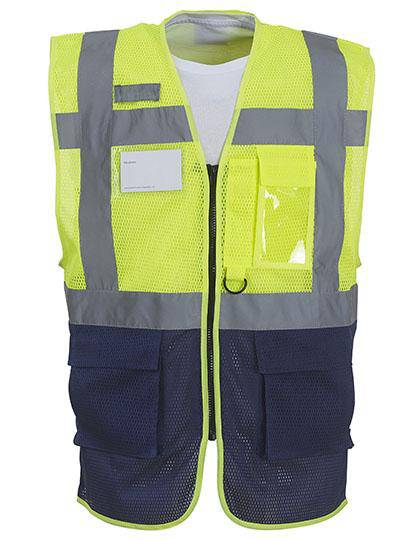 Epic Label Vestes & Bodywarmer Yoko Hvw820 Hi Vis Top Cool Recycled Open Mesh Executive Waistcoat