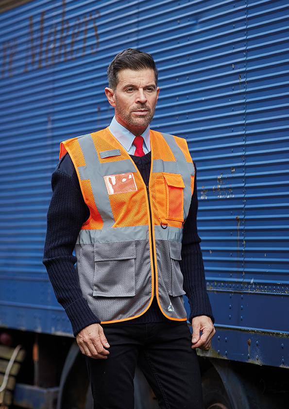 Epic Label Vestes & Bodywarmer Yoko Hvw820 Hi Vis Top Cool Recycled Open Mesh Executive Waistcoat