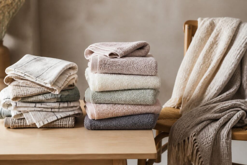 découvrez comment choisir vos torchons, serviettes éponge et plaids en fonction des grammages pour un linge de maison à la fois confortable et durable.