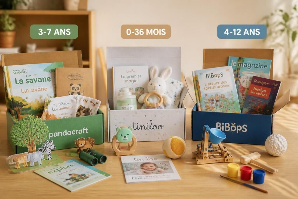 découvrez notre comparatif des box ludo-éducatives par âge, incluant pandacraft, tiniloo et bibops, pour choisir la meilleure activité éducative et ludique adaptée à votre enfant.