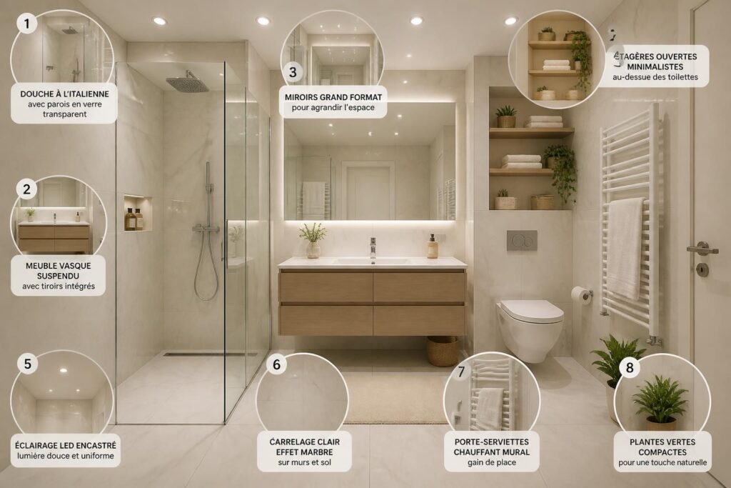 découvrez 8 idées ingénieuses pour aménager votre petite salle de bain et optimiser chaque centimètre avec style et fonctionnalité.