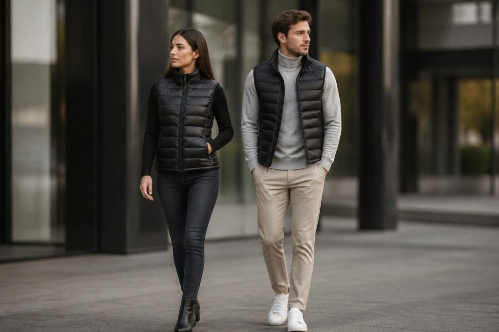 découvrez notre collection de doudounes noires sans manches pour femmes et hommes, alliant style moderne et confort pour toutes les saisons.